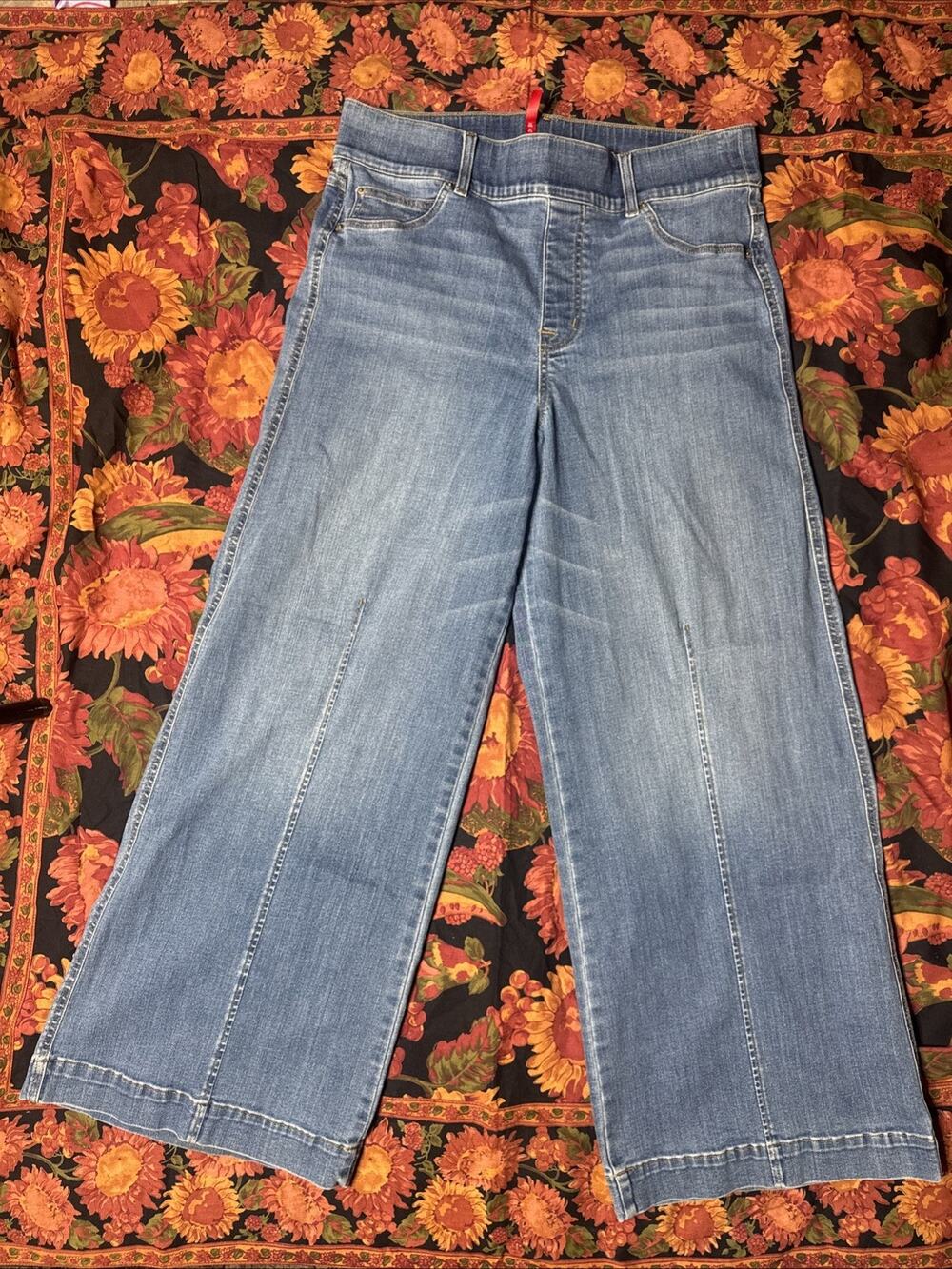 SPANX 20407Q Seamed Front Wide Leg in Vintage Indigo Pull-on Jeans 1x Petite